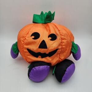 Vintage Gibson Halloween Fall Pumpkin Head Plush Decor 11" Parachute Nylon 1996